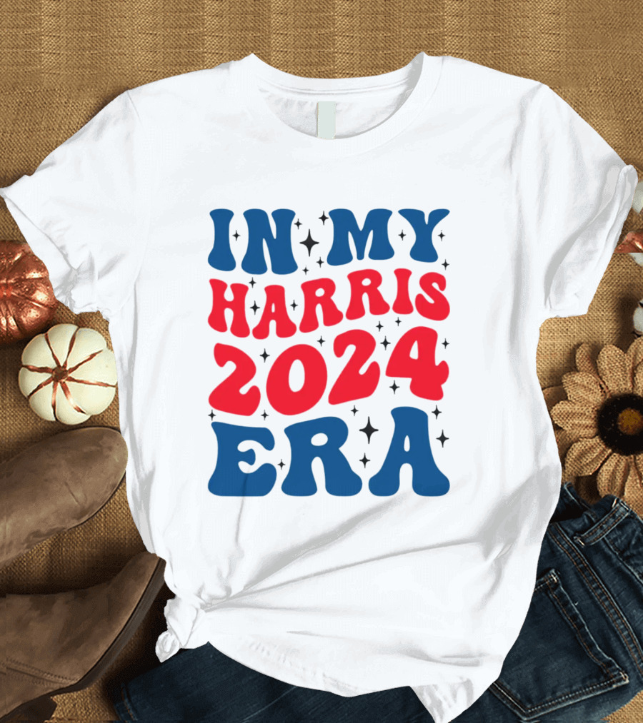 In My Harris 2024 Era Retro Bubble Letters with Stars T-Shirt