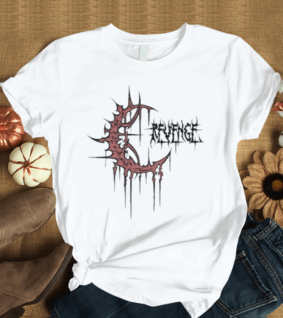 Revenge Crescent Gothic Drip Red Emblem T-Shirt