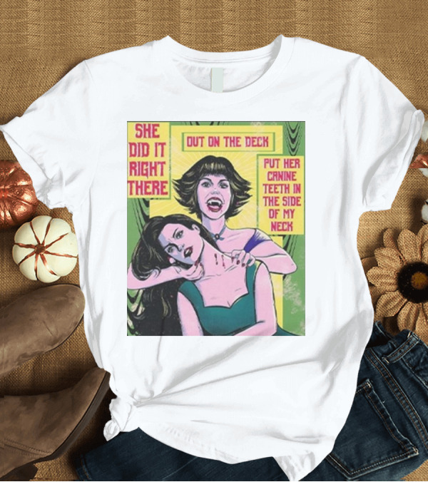 T-Shirt: Chappell Roan She Did It Right There Out on the Deck Put Her Canine Teeth in the Side of My Neck Red Wine Supernova T-Shirt Chappell Roan She Did It Right There Out on the Deck Put Her Canine Teeth in the Side of My Neck Red Wine Supernova T-Shirt