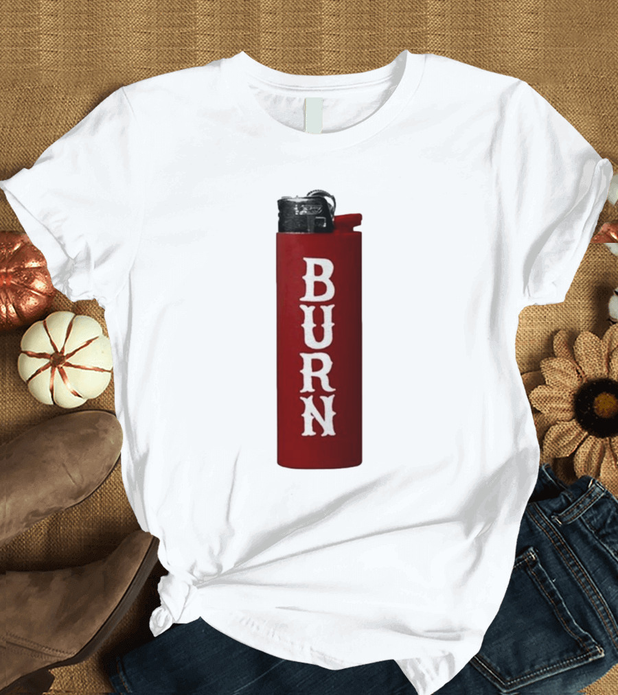 Eaj Burn Red Lighter Vertical Text T-Shirt