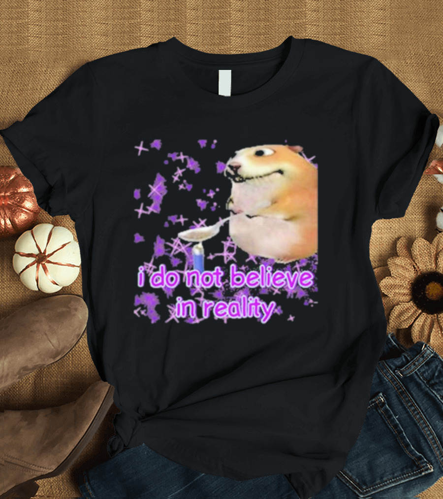 i do not believe in reality doge spoon purple stars T-Shirt