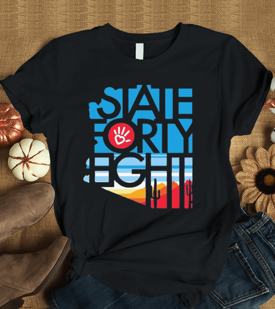 State Forty Eight Love Handprint Desert Sunset T-Shirt