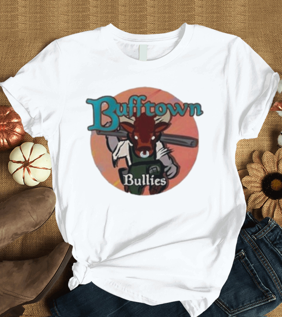 Bufftown Bullies Bull Character Holding Bat T-Shirt