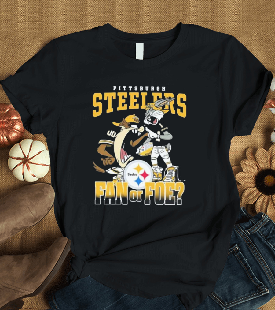 Pittsburgh Steelers Bugs Bunny Taz Fan or Foe Showdown T-Shirt