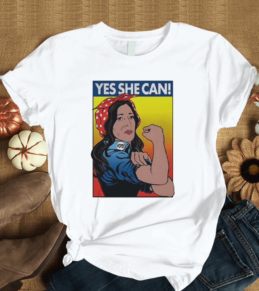 Yes She Can Vote Kamala Harris 2024 Rosie the Riveter T-Shirt
