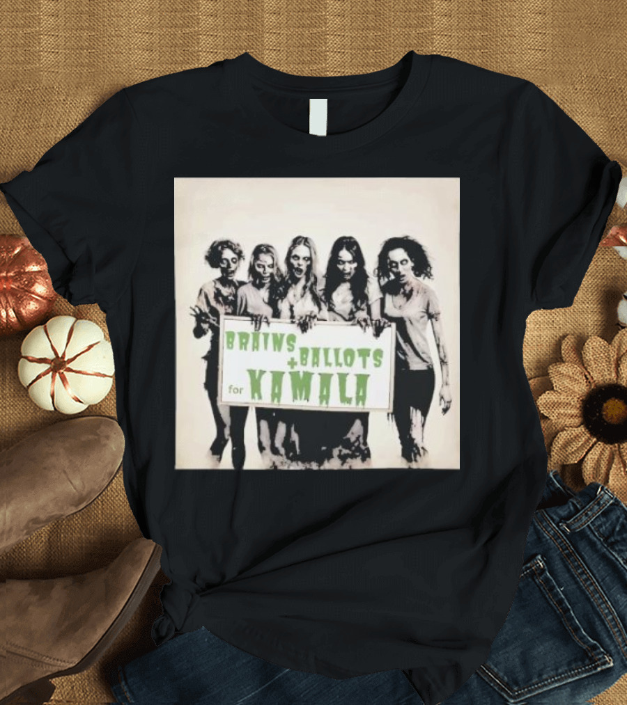 Brains Ballots For Kamala Zombies For Kamala Harris Halloween Fun Kamala For President T-Shirt