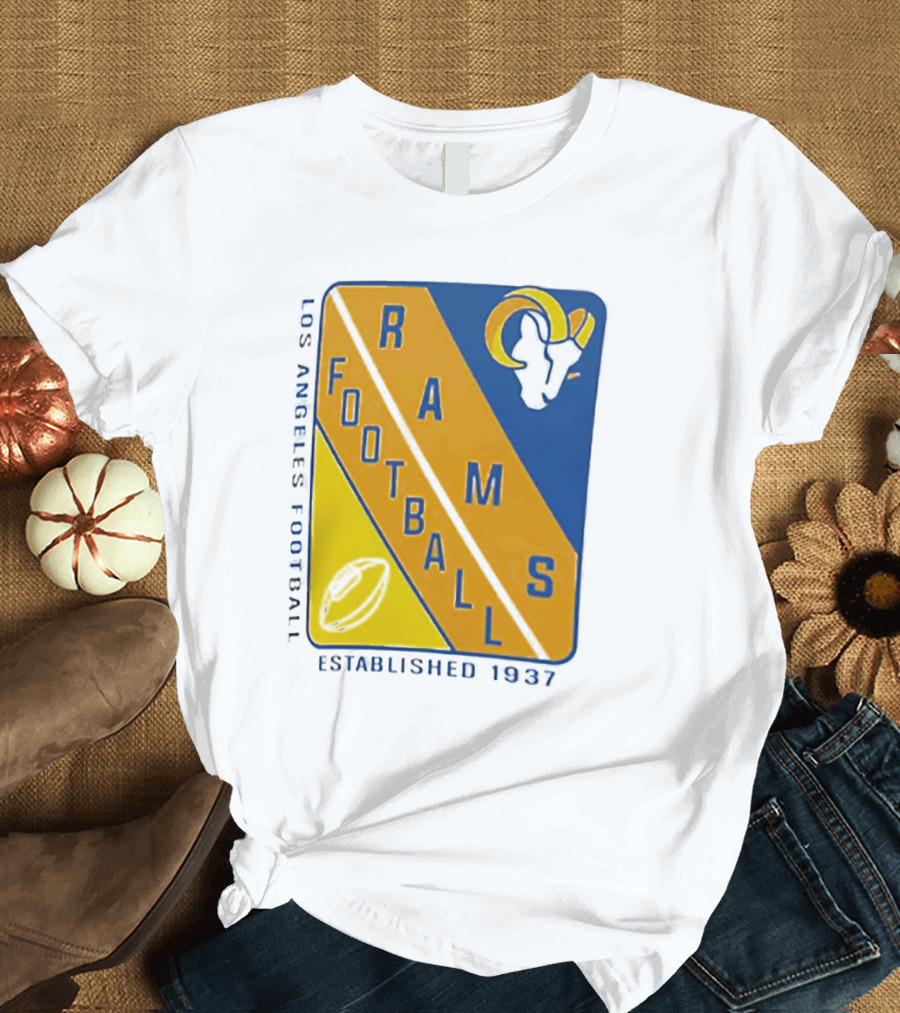 Established 1937 Los Angeles Football Rams Starter Shield Footballs T-Shirt