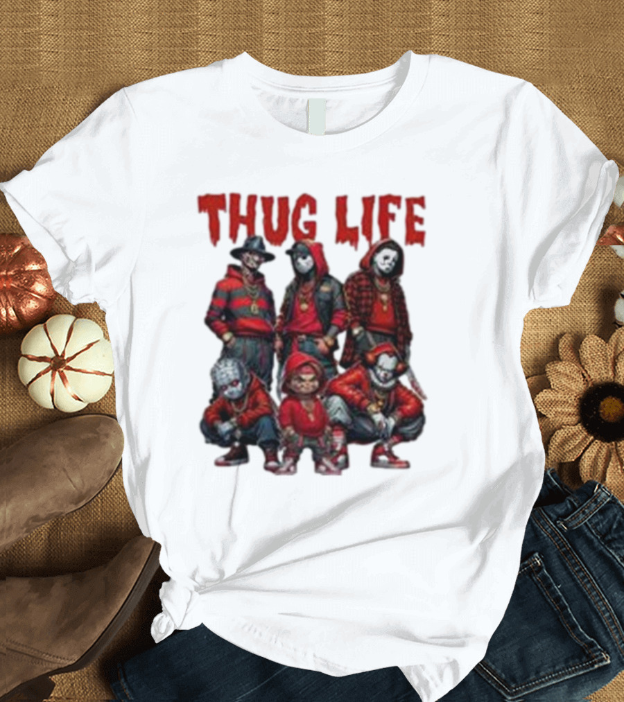 Thug Life Horror Clown Gang Red Hoodies T-Shirt