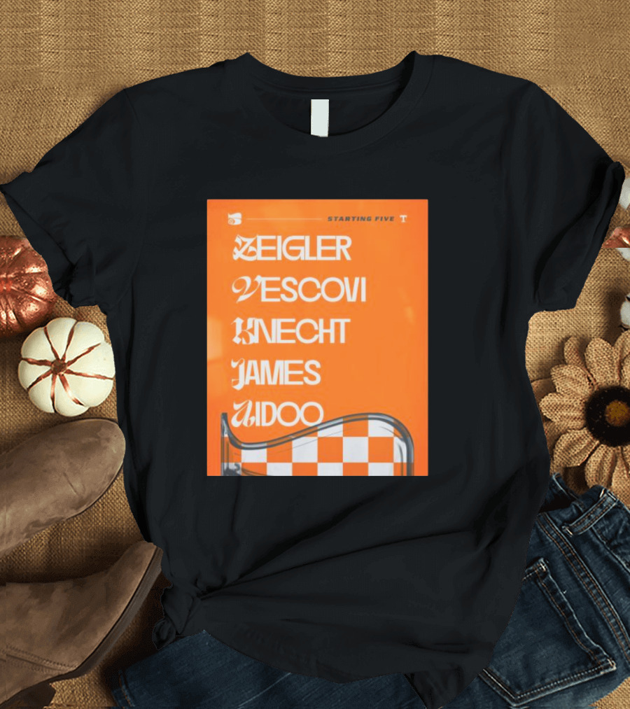 Zeigler Vescovi Knecht James Aidoo Tennessee Starting Five T-Shirt