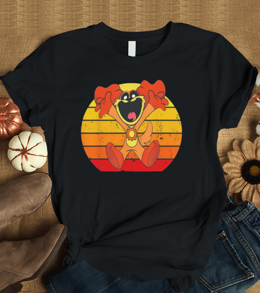 Funny Vintage Smiling Critters Catnap Dogday Lover Retro Sunset T-Shirt