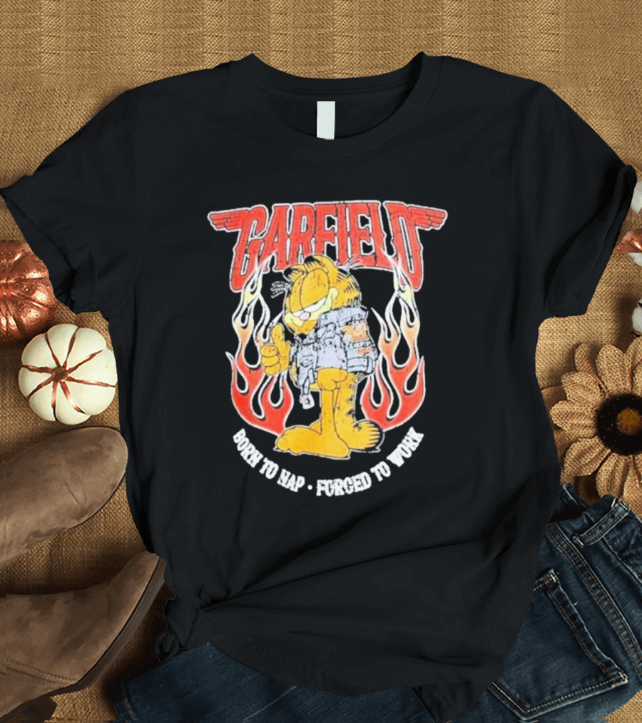 Garfield Born to Nap Forged to Work Flame Wings Backpack Thumbs Up T-Shirt