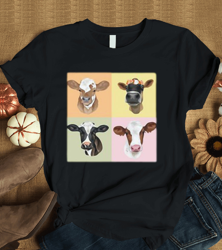 Cowsofnewzealand Colorful Cow Portraits Pop T-Shirt