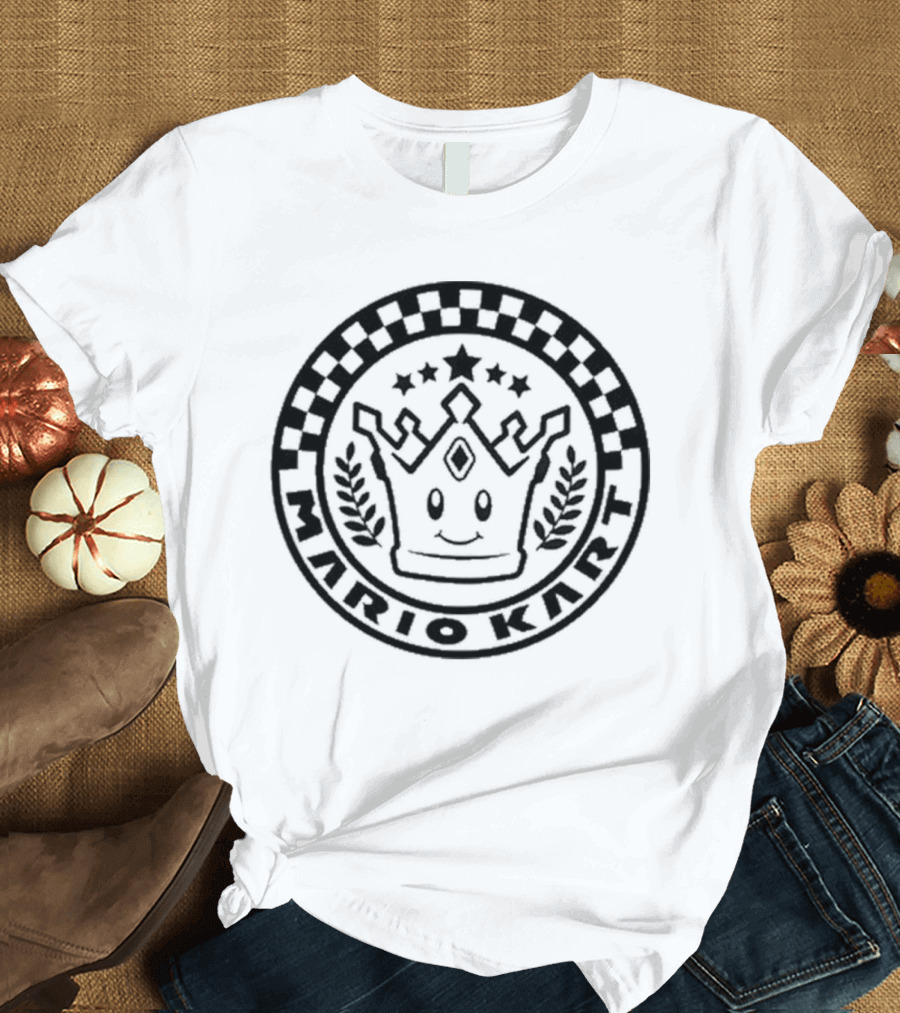 Damien Haas Wearing Mario Kart Crown Emblem Super Nintendo World T-Shirt