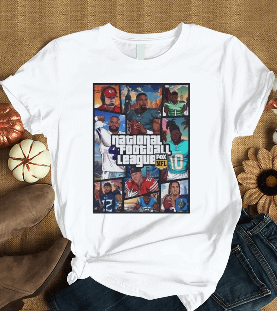 National Football League Fox NFL Dak Prescot Tyreek Hill Jalen Hurts Cj Stroud Vintage GTA T-Shirt