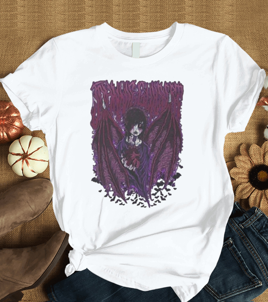 Johnnie Guilbert Vampire Dark Gothic Artwork with Wings and Heart T-Shirt
