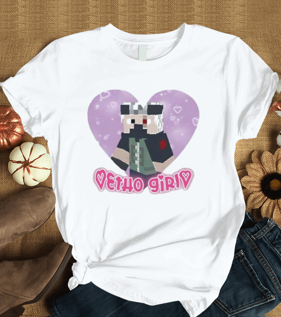 Etho Girl Heart Minecraft Character Pixel Art Julesxd T-Shirt