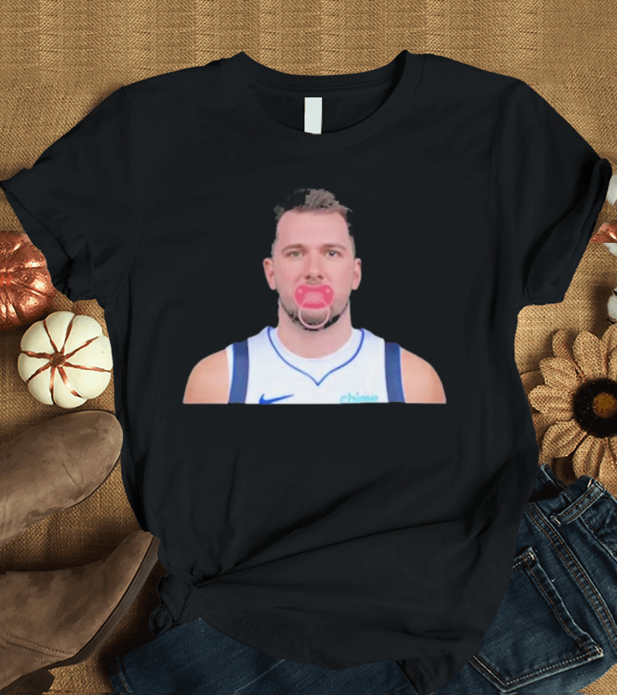 Luka Dončić Pacifier Parody Blue Jersey T-Shirt