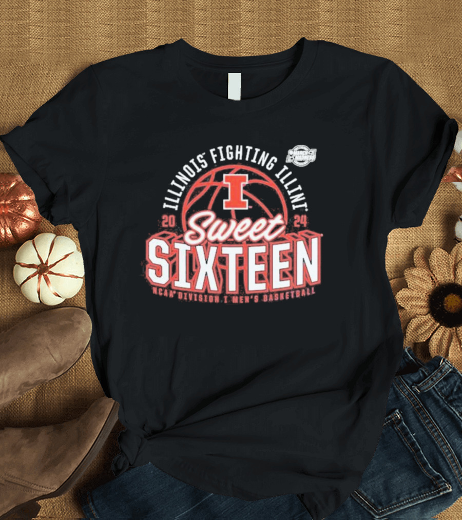 Illinois Fighting Illini 2024 NCAA Men’s Basketball Sweet Sixteen Tournament T-Shirt