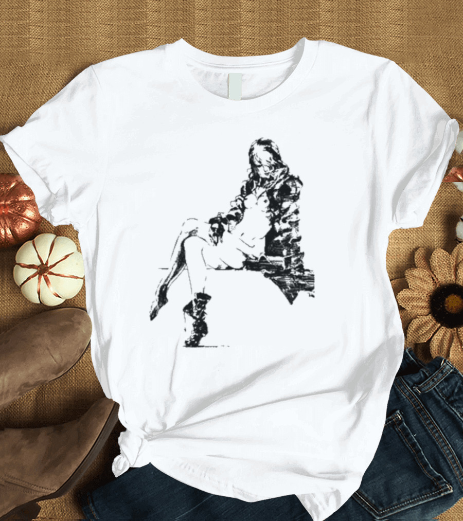 Espionagevr Store Big Sniper Mysterious Figure in Long Coat and Boots T-Shirt