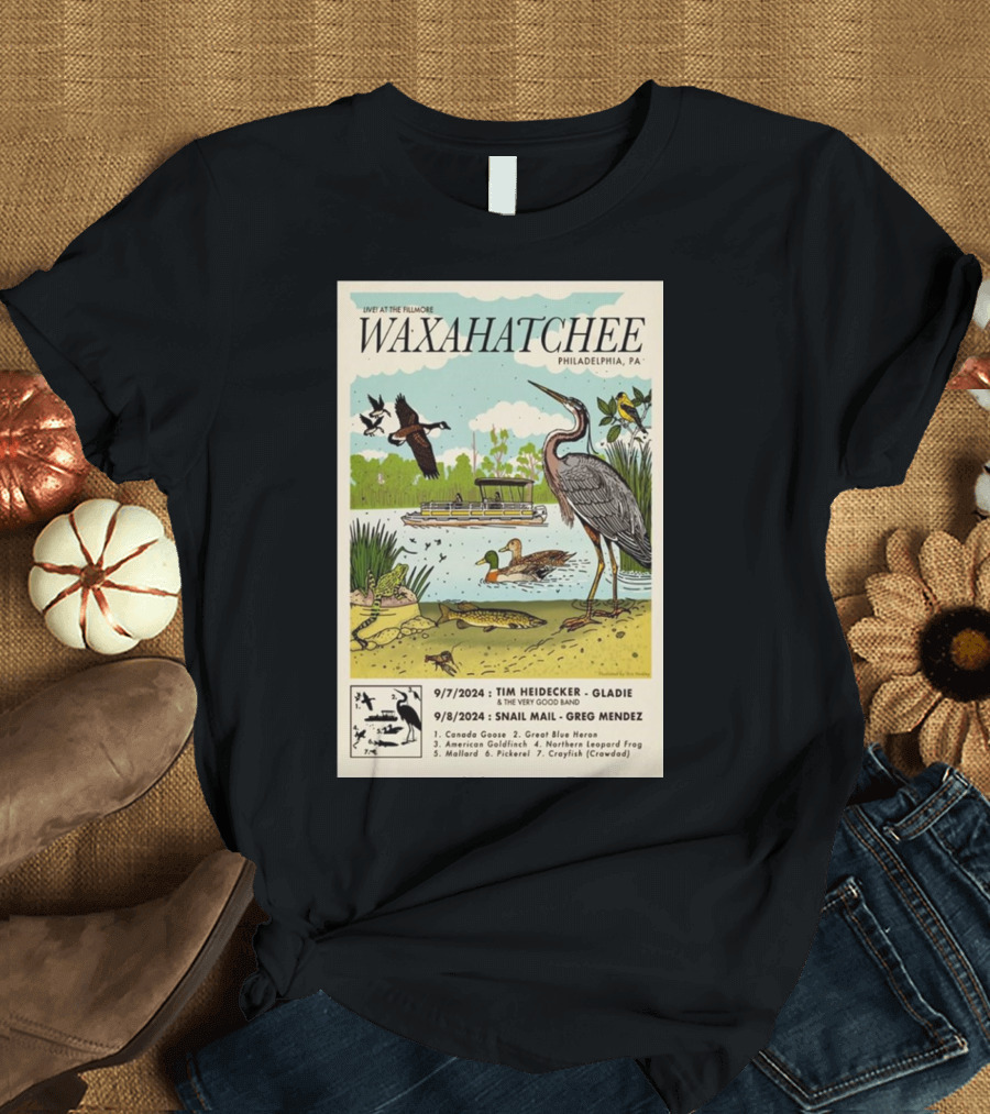 Live at The Fillmore Waxahatchee Philadelphia PA Sept 7-8 2024 Tim Heidecker Gladie Snail Mail Greg Mendez T-Shirt