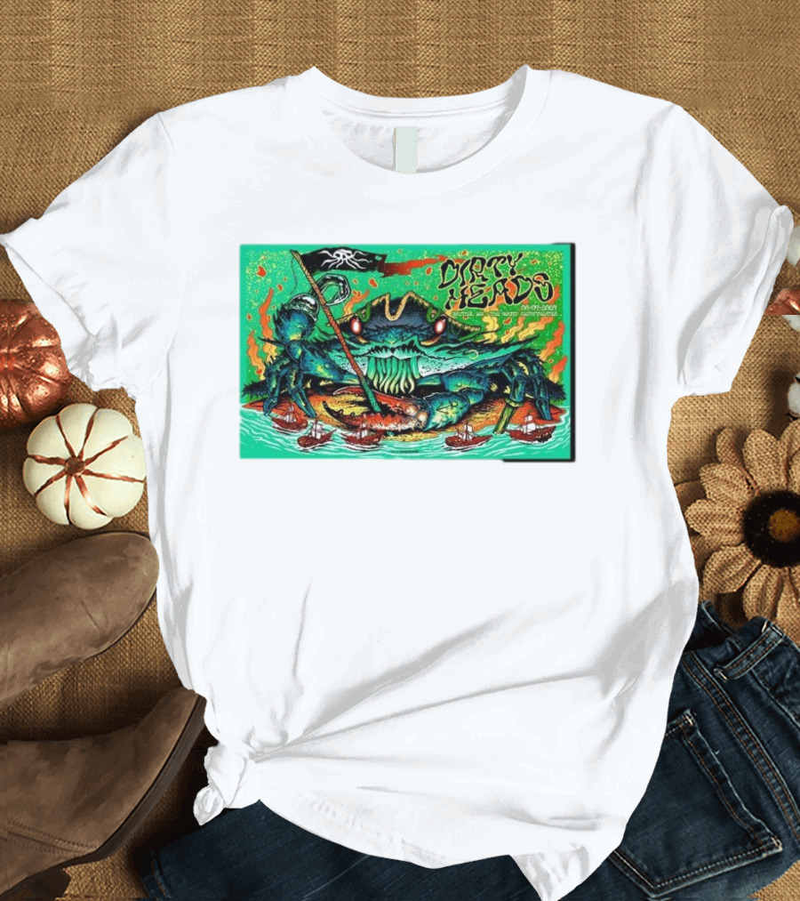 August 04 2024 Dirty Heads Gautier MS Tour Giant Crab Pirate Flag T-Shirt