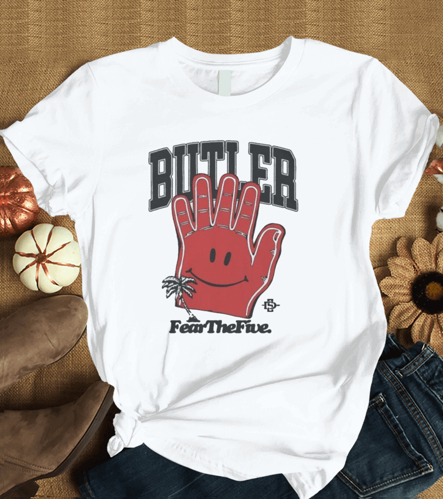 Butler Fear The Five SDSU Smiley Hand Palm Tree T-Shirt
