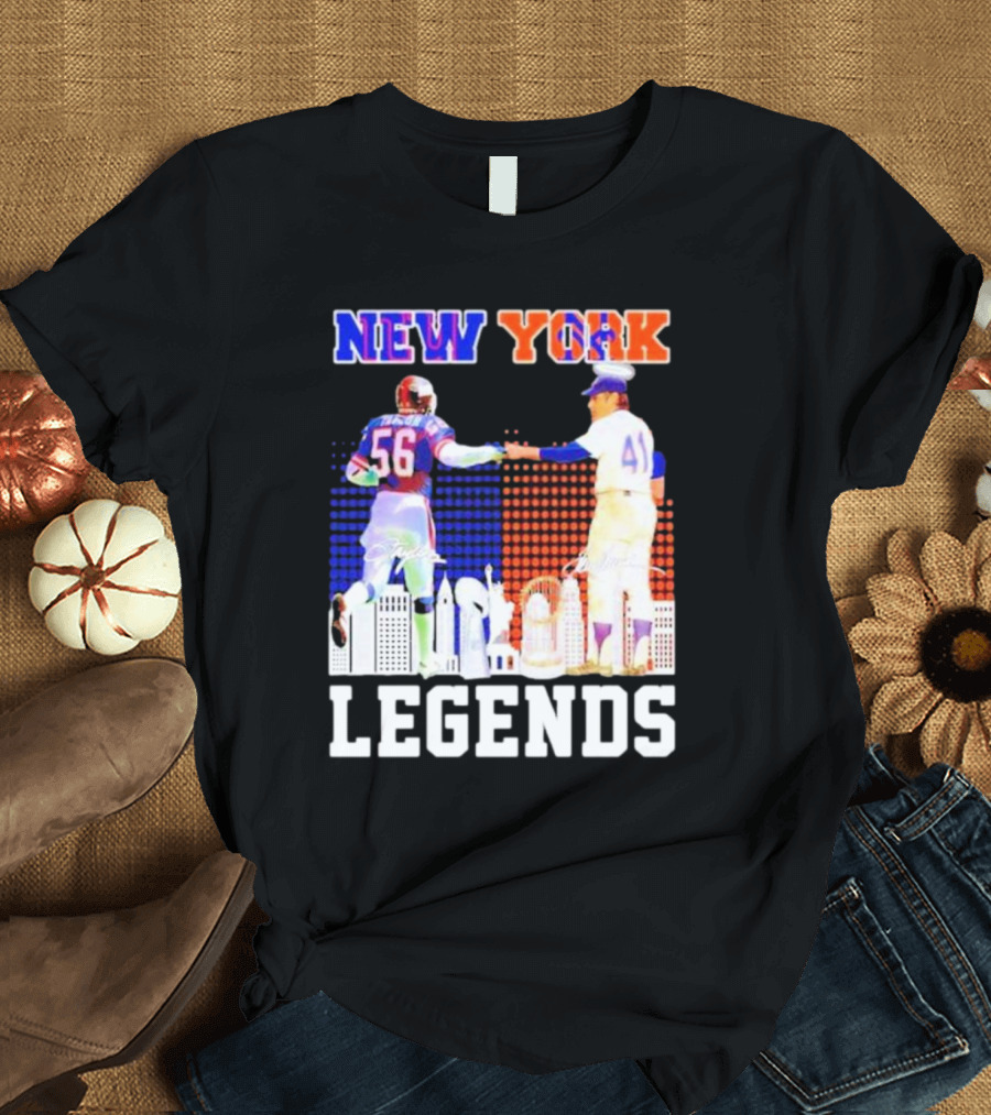 New York Lawrence Taylor Tom Seaver Legends Signatures T-Shirt