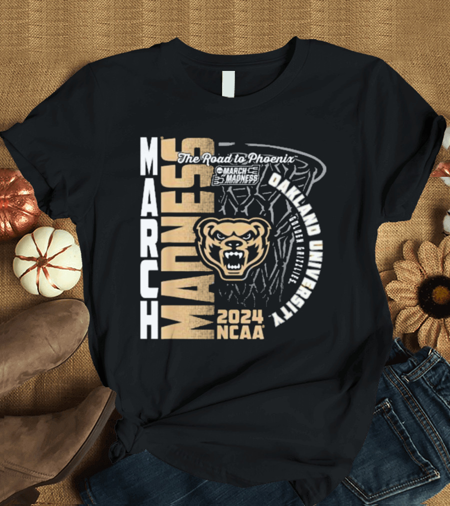 March Madness 2024 NCAA Oakland University Golden Grizzlies Road to Phoenix T-Shirt