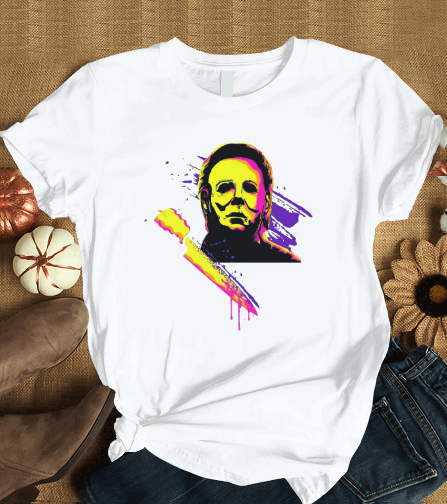 Neon Michael Myers Halloween Kills 2024 Mask Knife T-Shirt