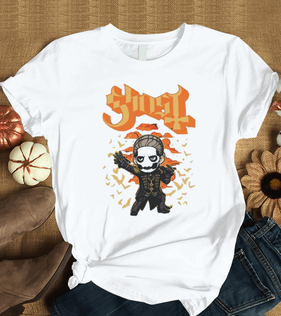 Ghost Band Orange Bat Character Halloween T-Shirt