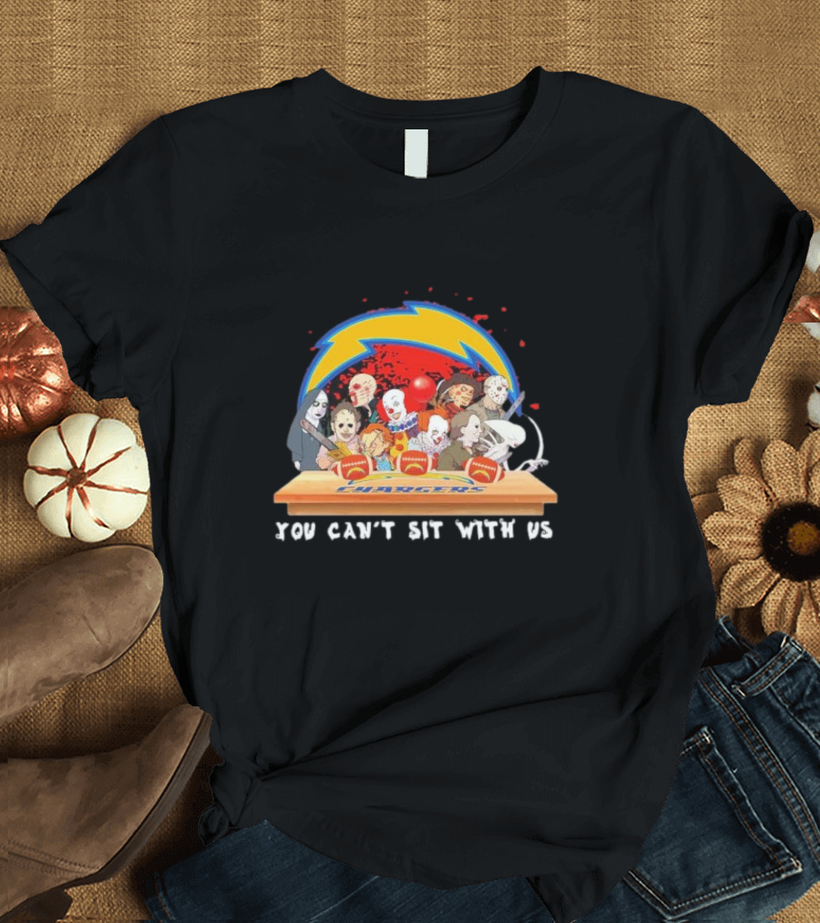 Horror Characters You Can’t Sit With Us Los Angeles Chargers Halloween Team T-Shirt