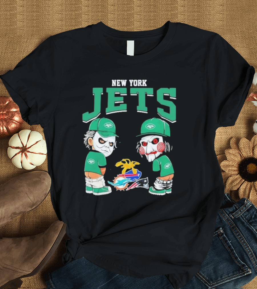Michael Myers Billy The Puppet New York Jets NFL Teams Halloween T-Shirt