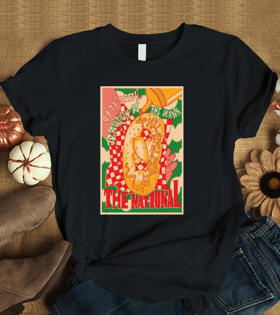 The National Philadelphia Pa September 17 2024 TD Pavilion at The Mann Concert Poster with Bagel and Mustard T-Shirt