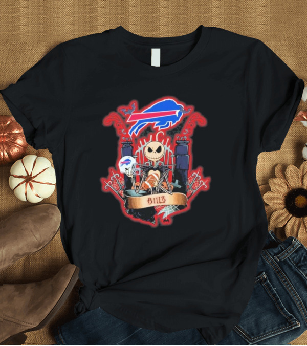 T-Shirt: Buffalo Bills Jack Skellington Halloween Football Crossover T-Shirt Buffalo Bills Jack Skellington Halloween Football Crossover T-Shirt