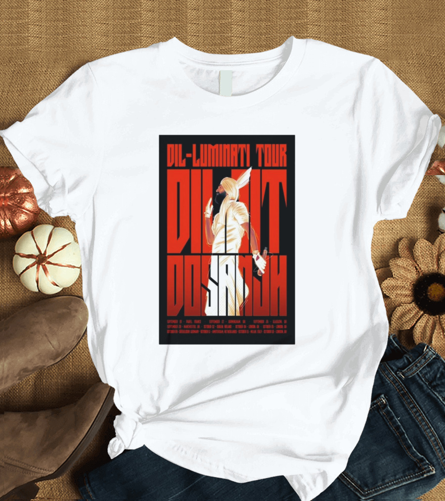 Diljit Dosanjh Dil-Luminati Tour Europe 2024 September Paris Cologne Brussels London Manchester Glasgow T-Shirt