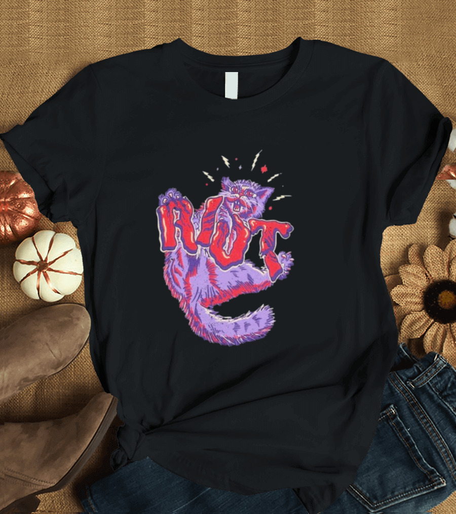 Riot Fest Sept 20-22 2024 Chicago IL Cat Painting Riot T-Shirt
