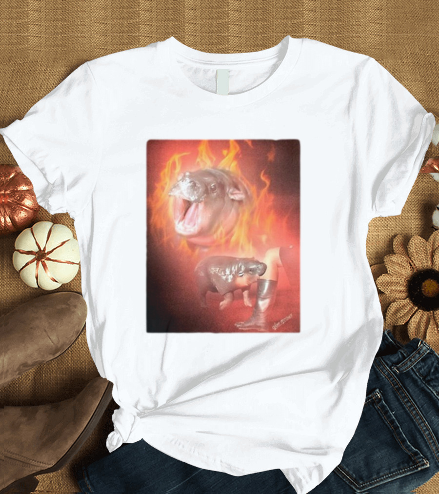 Twaniimals Moo Deng Mood Hippos on Fire T-Shirt