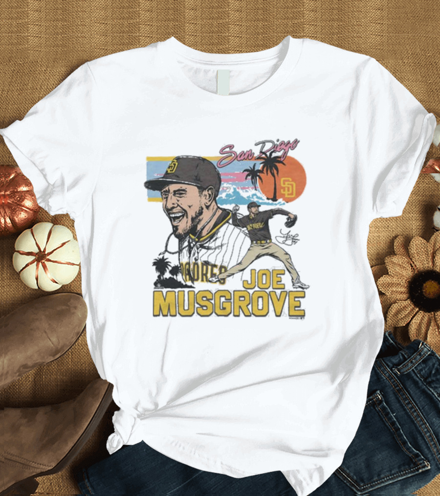 San Diego Padres Joe Musgrove MLB Homage Signature Painting T-Shirt
