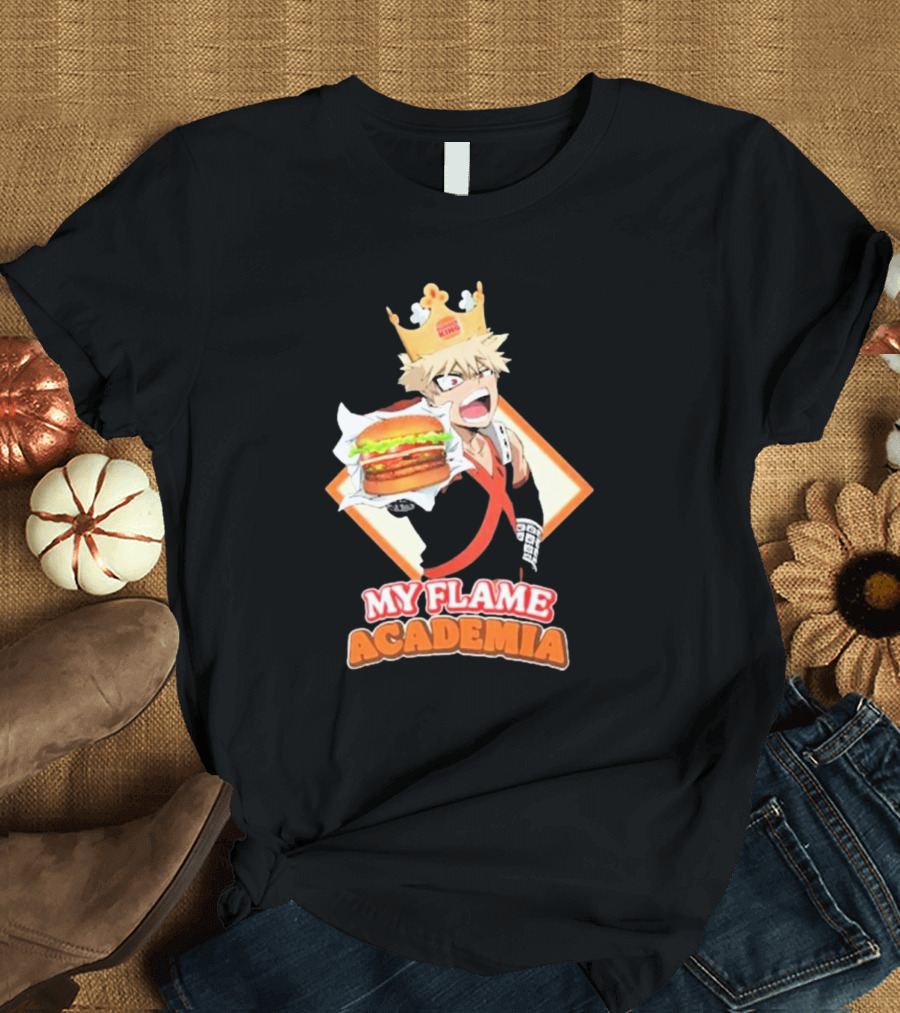 Bakugou Burger King My Flame Academia Jumbo Burger Crown Fusion T-Shirt