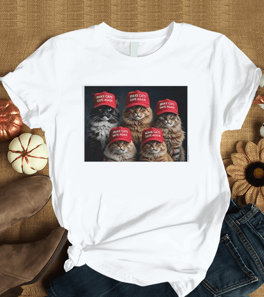 Donald Trump Make Cats Safe Again Red Hat 2024 Debate Cats Wearing Hats T-Shirt