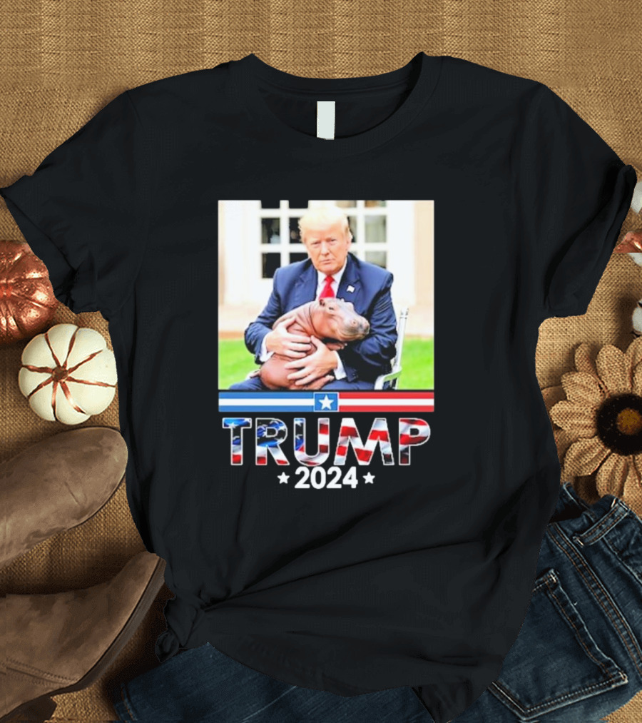 TRUMP 2024 Cute Baby Pygmy Hippo Moo Deng Pets T-Shirt