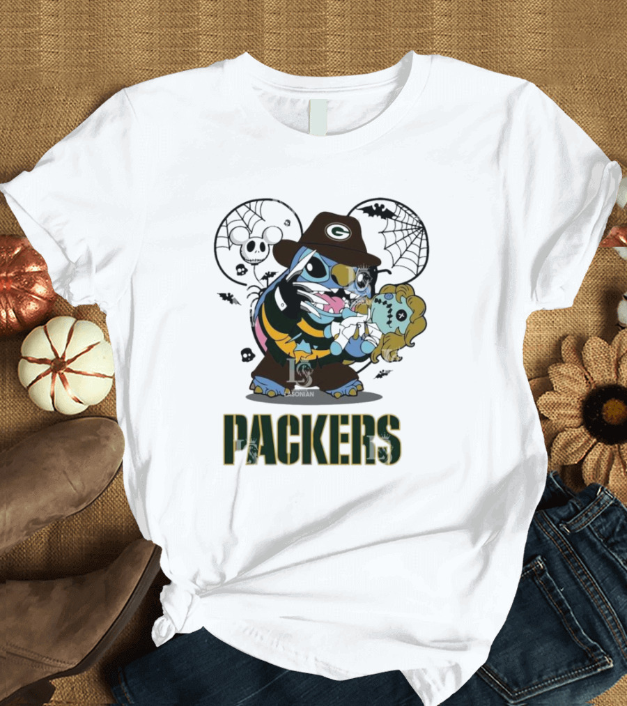 Green Bay Packers Stitch Freddy Krueger Halloween Packers T-Shirt