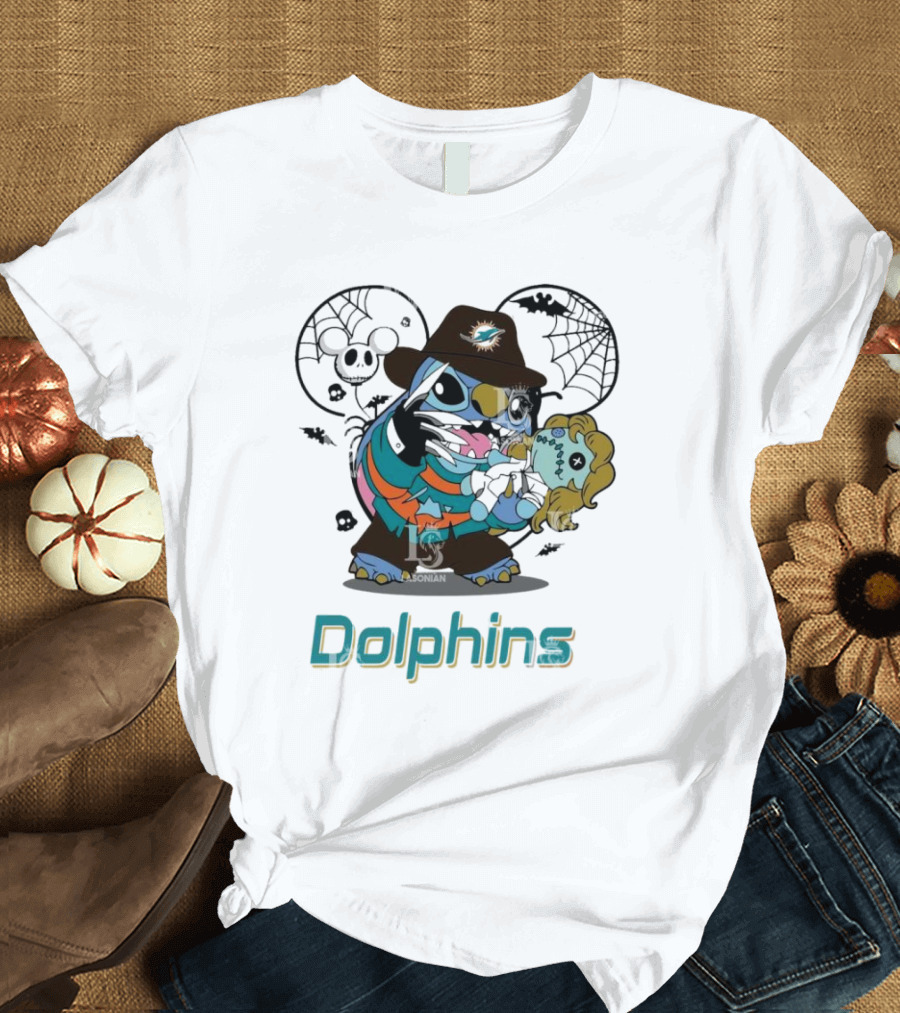 Dolphins Halloween Stitch Freddy Krueger Miami T-Shirt