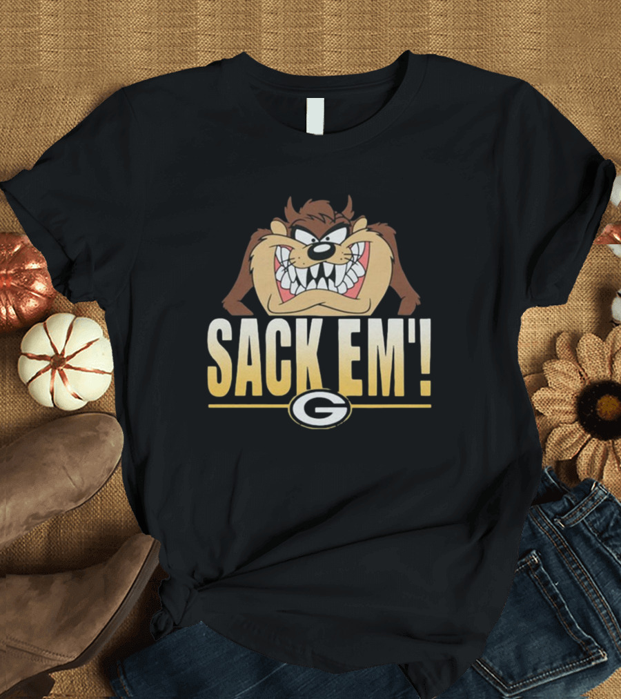 Looney Tunes Taz Sack Em Green Bay Packers NFL T-Shirt