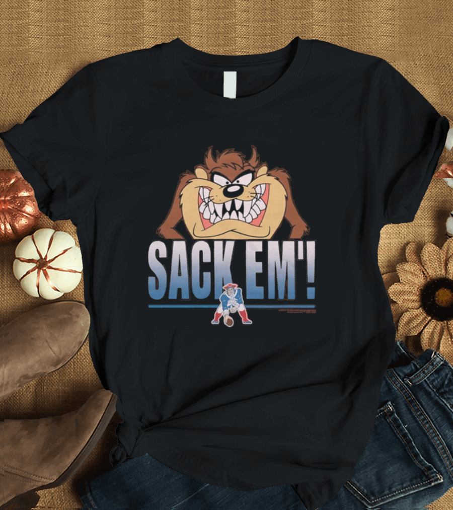Sack Em' Looney Tunes Taz x New England Patriots NFL T-Shirt