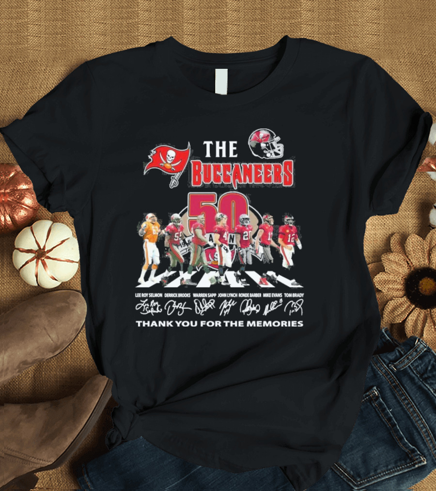 The Buccaneers 50th Anniversary Celebration Signature Thank You For The Memories T-Shirt