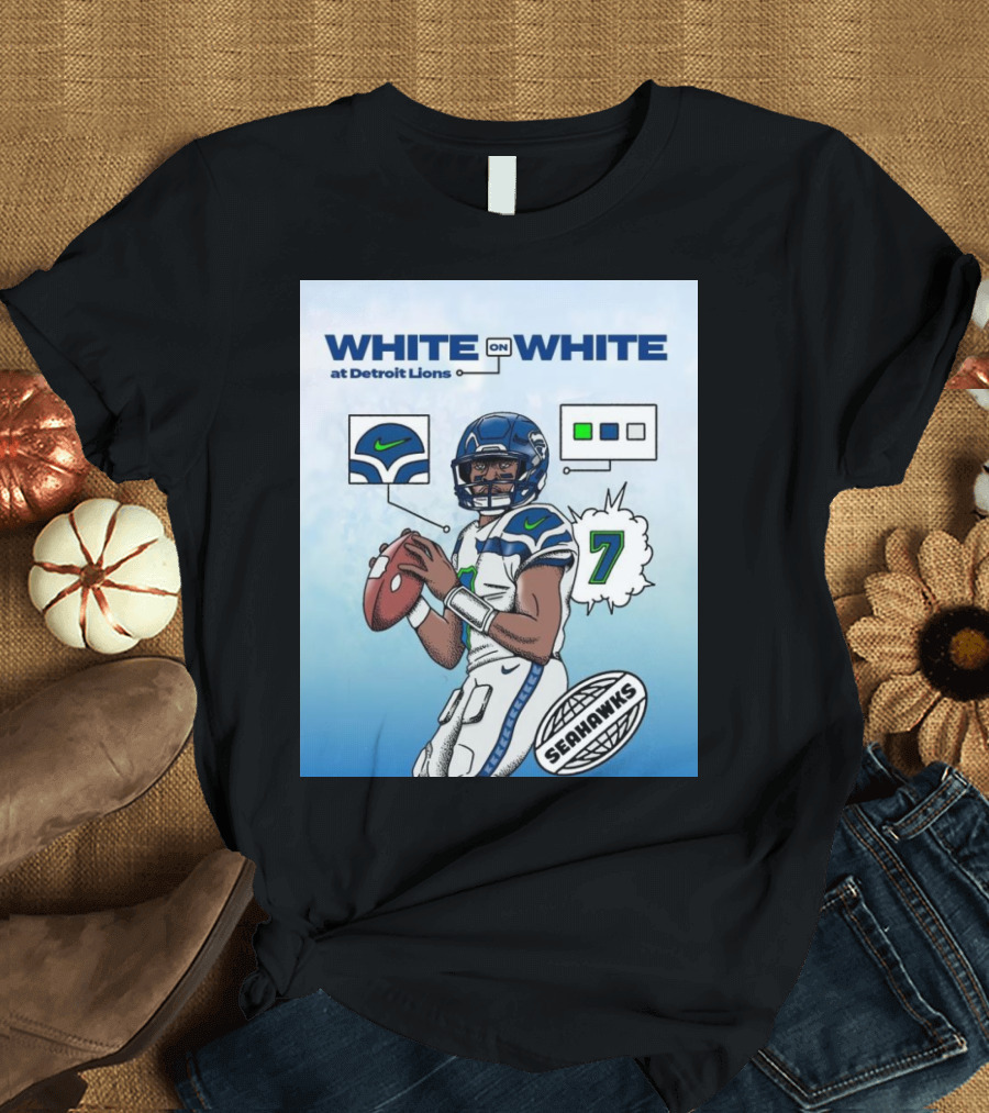 White on White at Detroit Lions Seahawks 7 T-Shirt