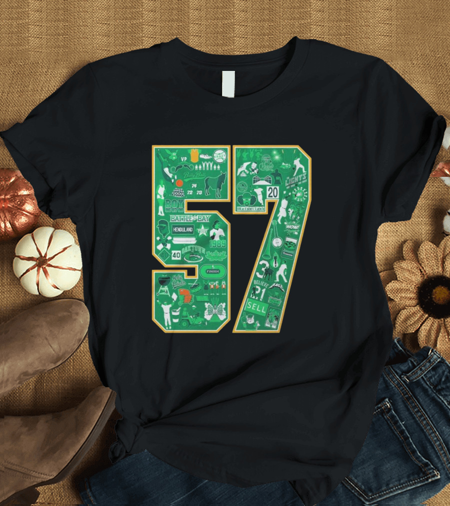 Oakland Athletics History Battle of the Bay 57 Years Legends Sell 1989 MVP Rickey Henderson T-Shirt