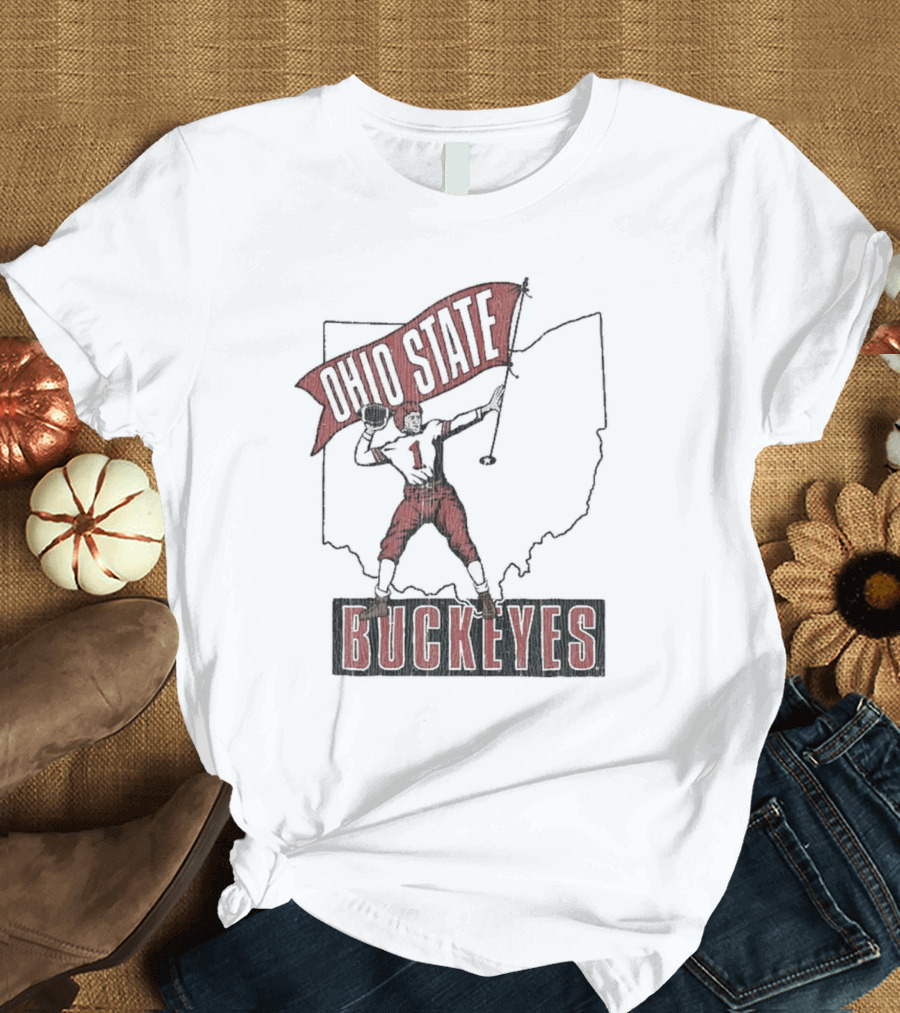 Ohio State Buckeyes Player #1 Vintage Football Home Territory T-Shirt