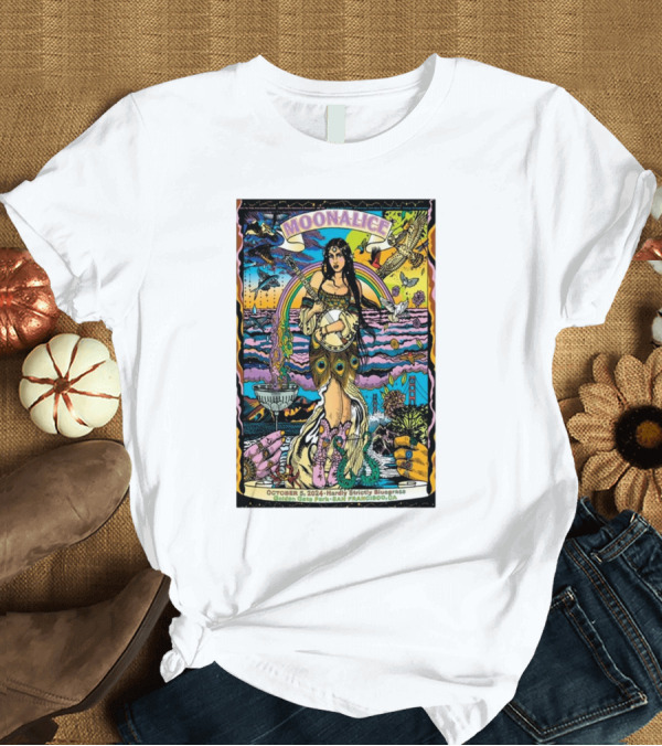 T-Shirt: Moonalice Hardly Strictly Bluegrass October 5 2024 San Francisco CA Psychedelic Tour T-Shirt Moonalice Hardly Strictly Bluegrass October 5 2024 San Francisco CA Psychedelic Tour T-Shirt